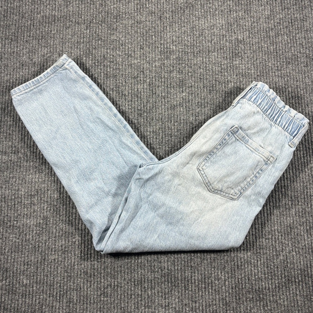 Cat & Jack Girls Paper Bag Jeans Size 14 Light Blue Denim Elastic Waist